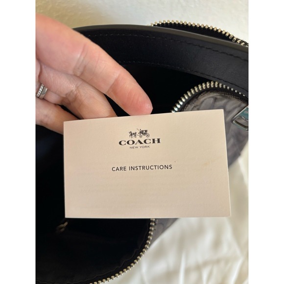 Coach Signature‎ Jacquard Purse Handbag Hobo Style Black and Grey - Picture 11 of 12